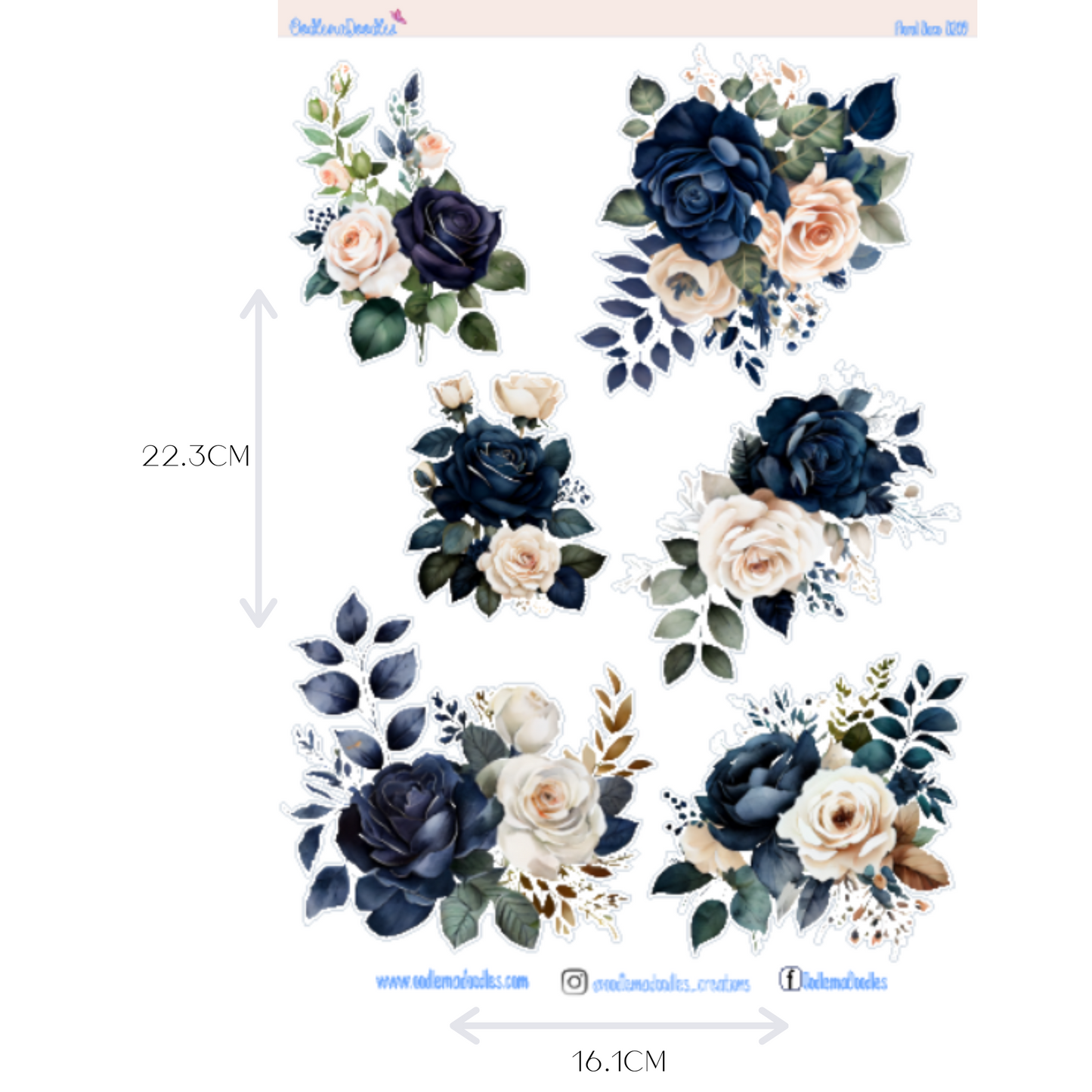 Winter Amour Flower Large Decorative Planner Stickers
