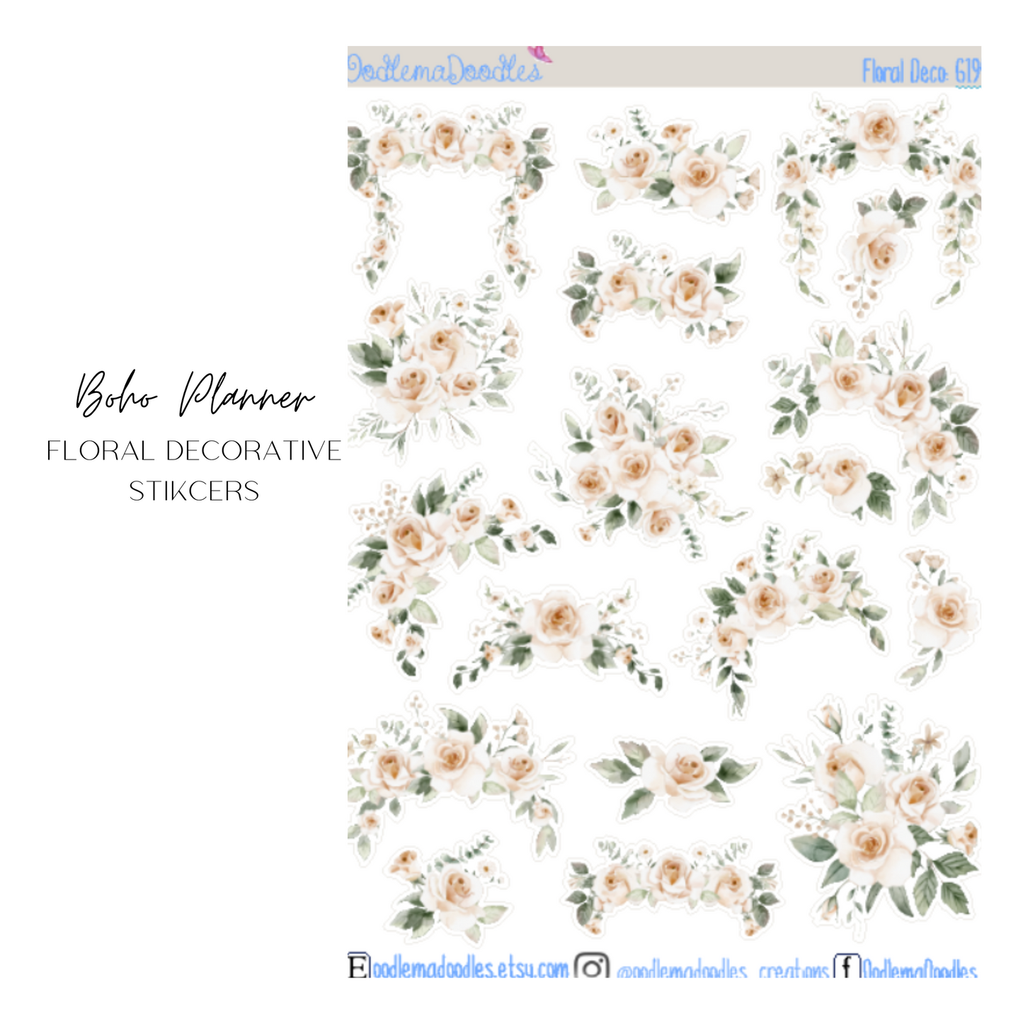 Boho Planner Floral Decorative Stickers