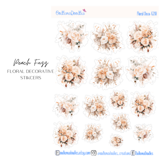 Peach Fuzz Floral Decorative Stickers