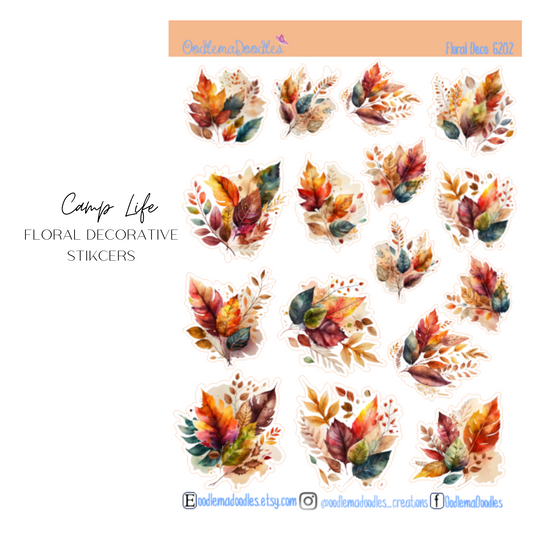 Camp Life Floral Decorative Stickers