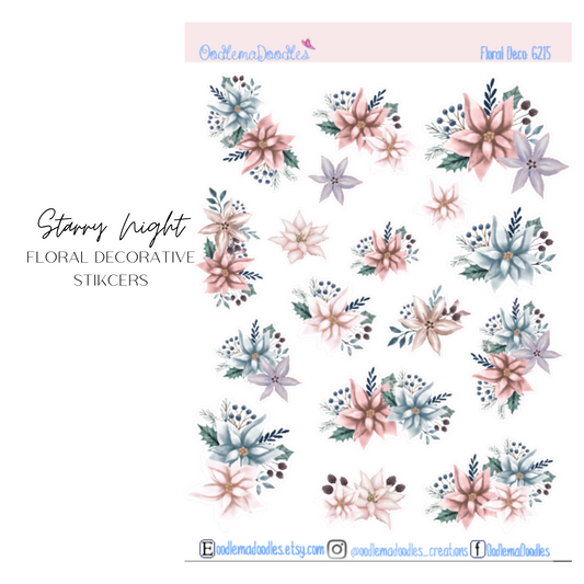 Starry Night Floral Decorative Stickers