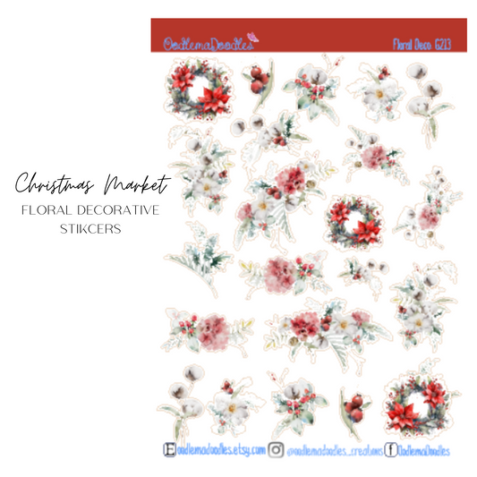 Christmas Market Floral Decorative Stickers