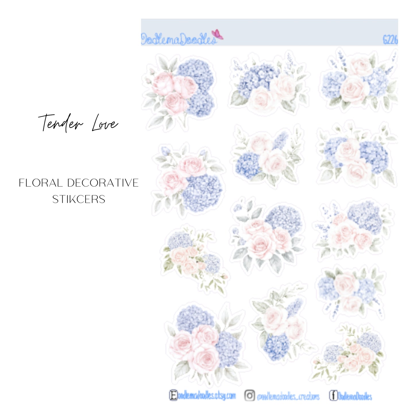 Tender Love Floral Decorative Stickers