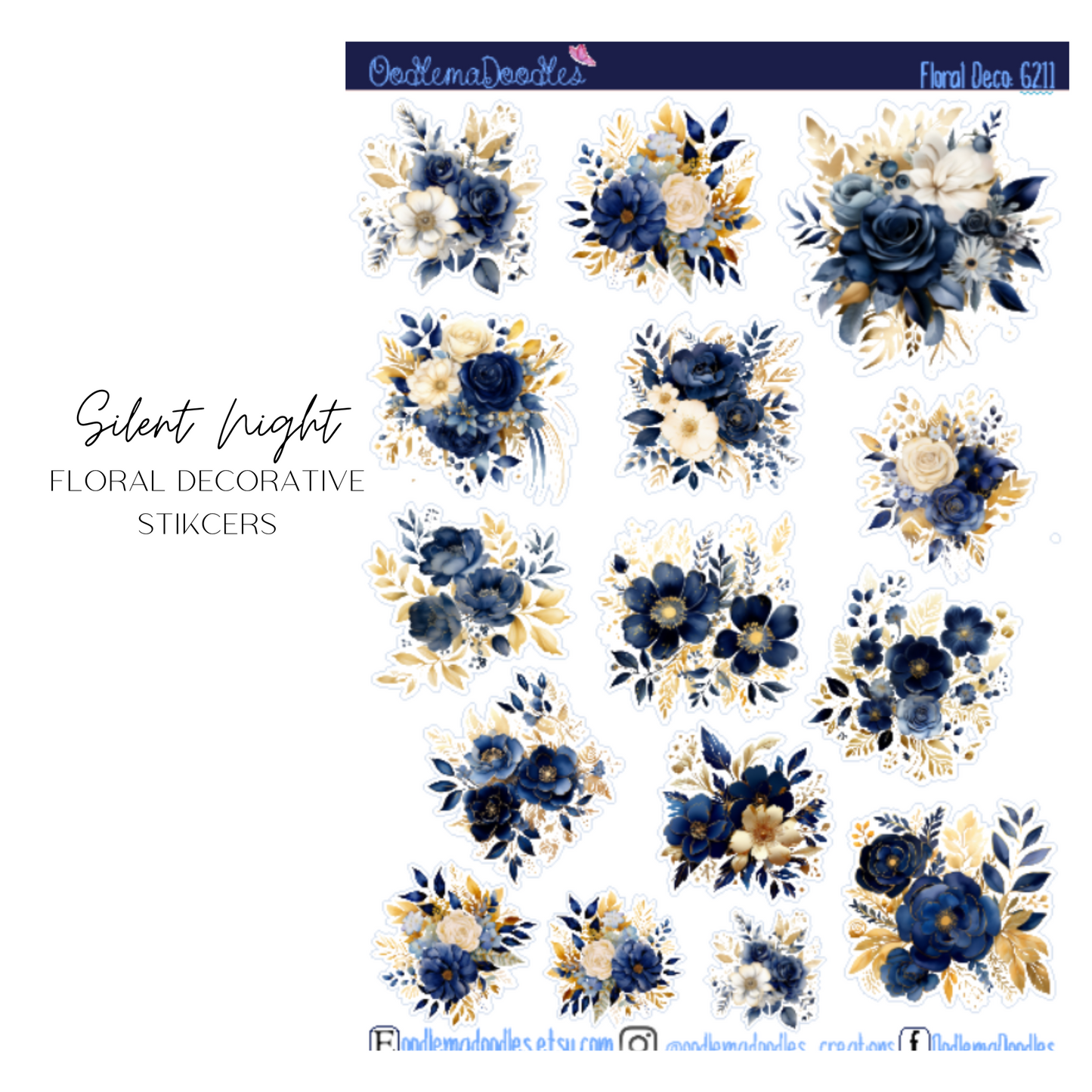 Silent Night Floral Decorative Stickers