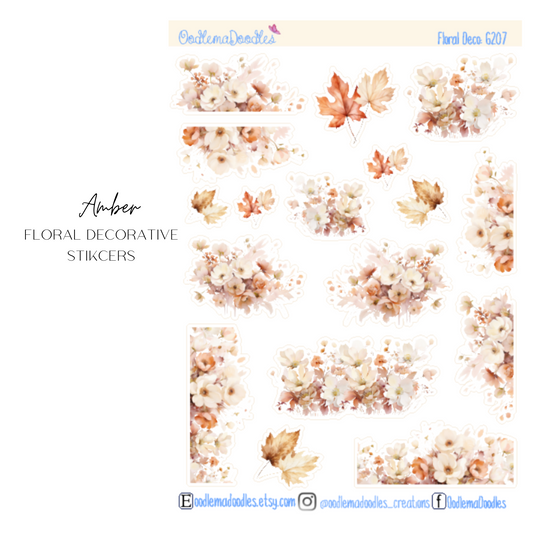 Amber Floral Decorative Stickers