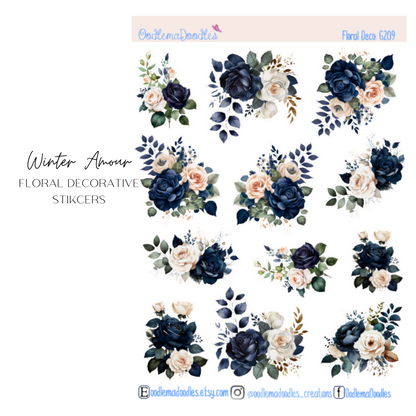 Winter Amour Floral Decorative Stickers