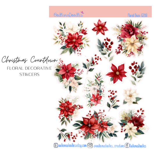 Christmas Countdown Floral Decorative Stickers