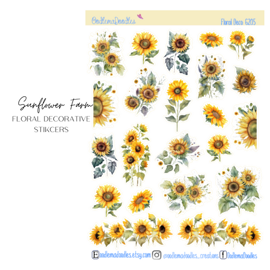 Sunflower Farm Floral Decorative Stickers