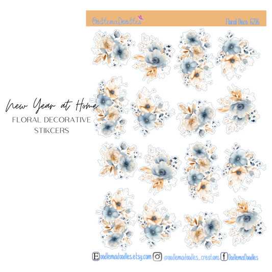 New Year at Home Floral Decorative Stickers
