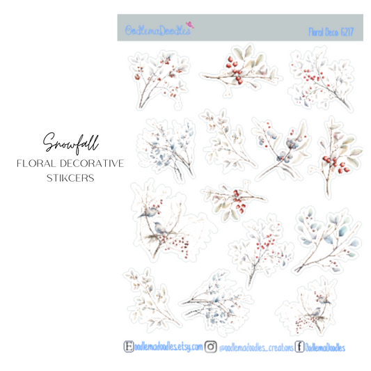 Snowfall Floral Decorative Stickers