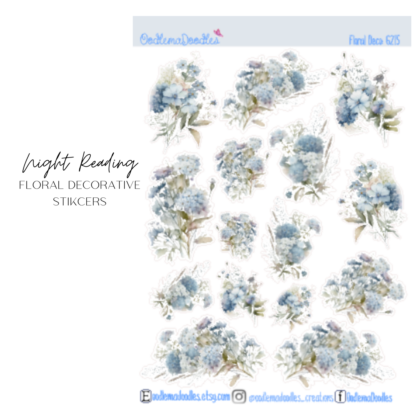Night Reading Floral Decorative Stickers