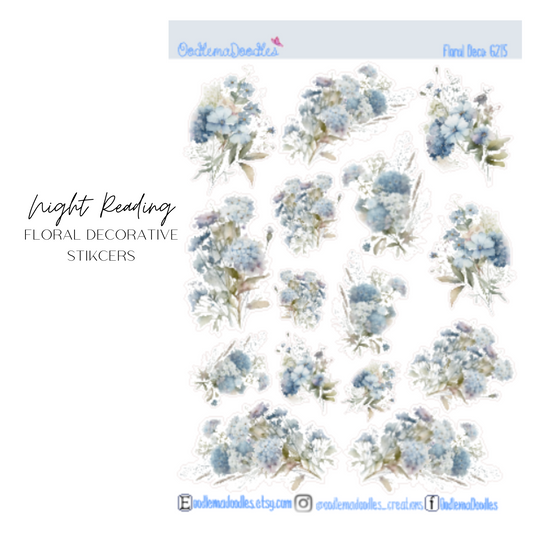 Night Reading Floral Decorative Stickers