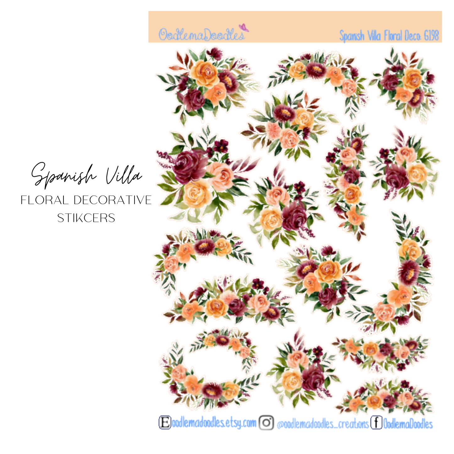 Spanish Villa Floral Decorative Stickers
