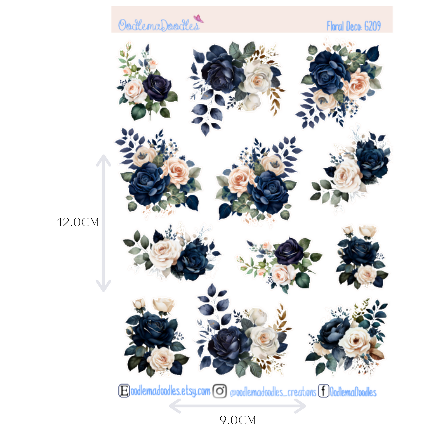 Winter Amour Floral Decorative Stickers