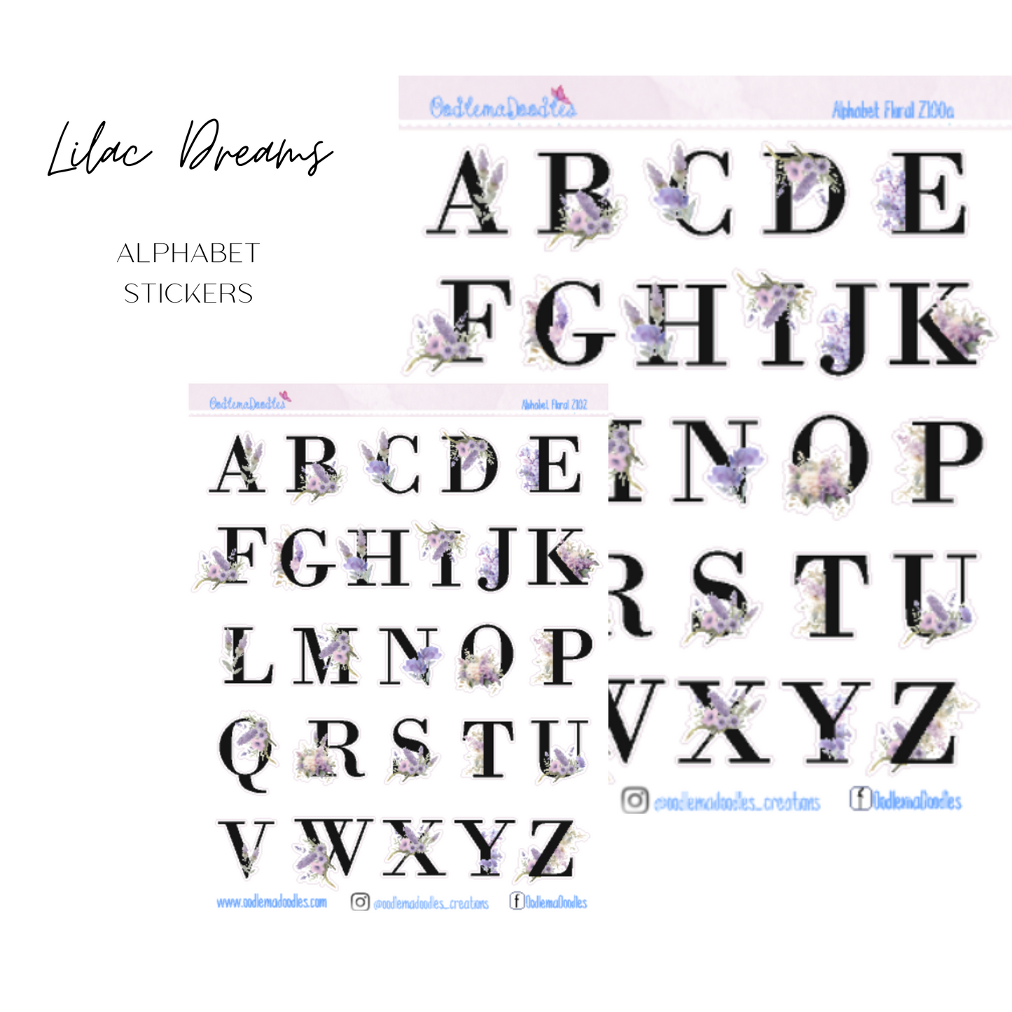 Lilac Dreams Alphabet Stickers