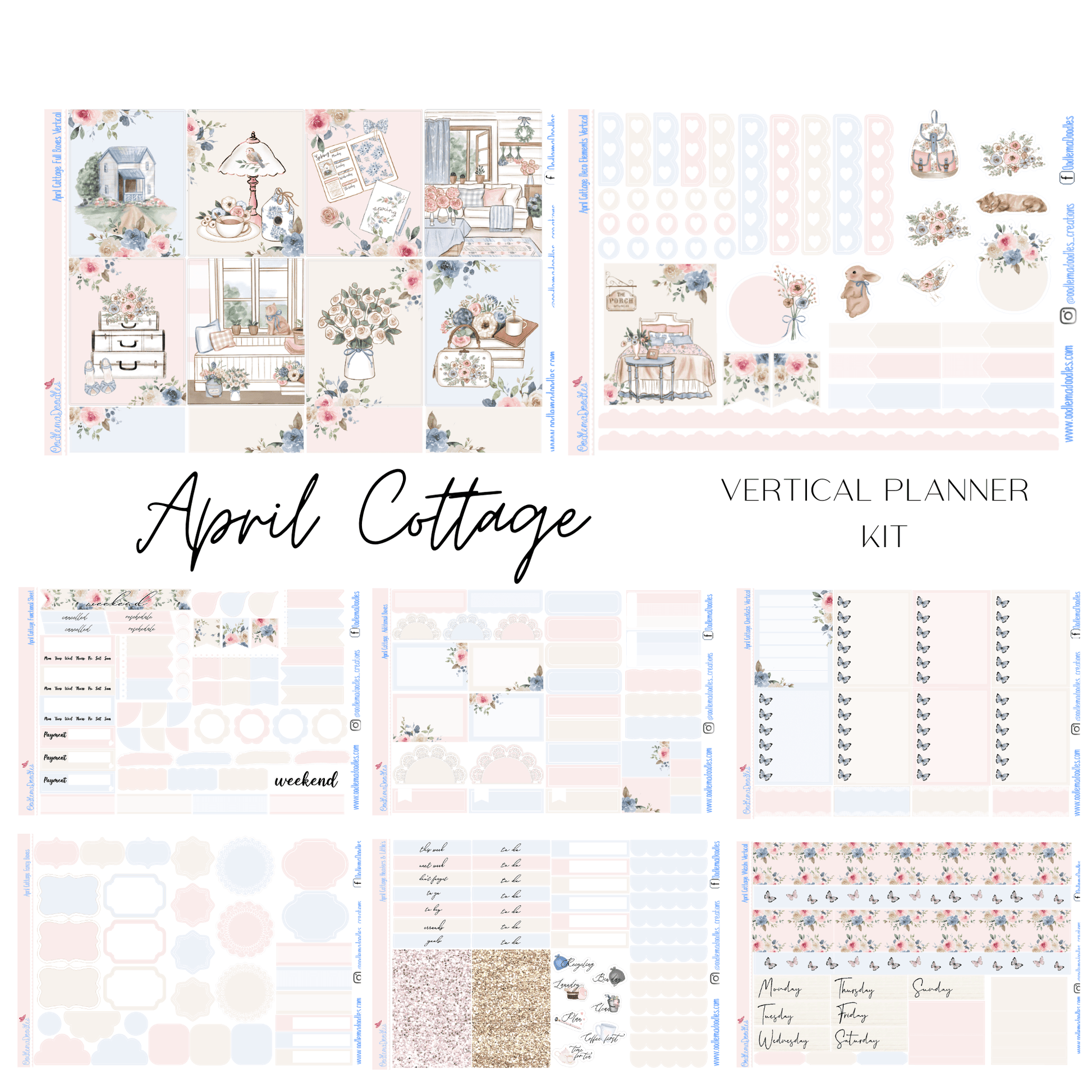 April Cottage Vertical Weekly - oodlemadoodles
