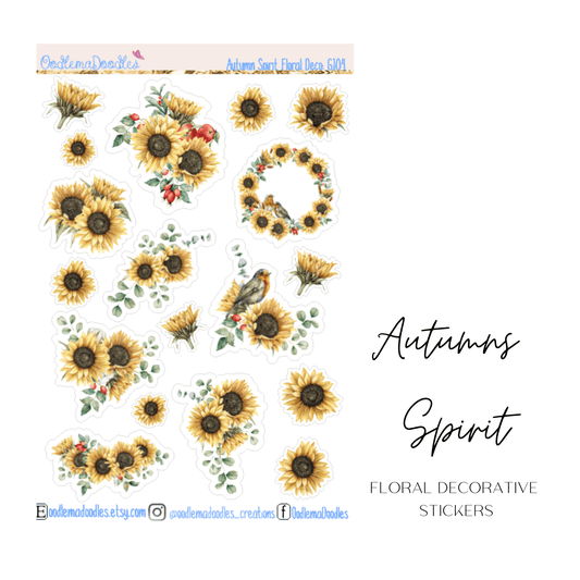 Autumn Spirit Floral Decorative Stickers - oodlemadoodles