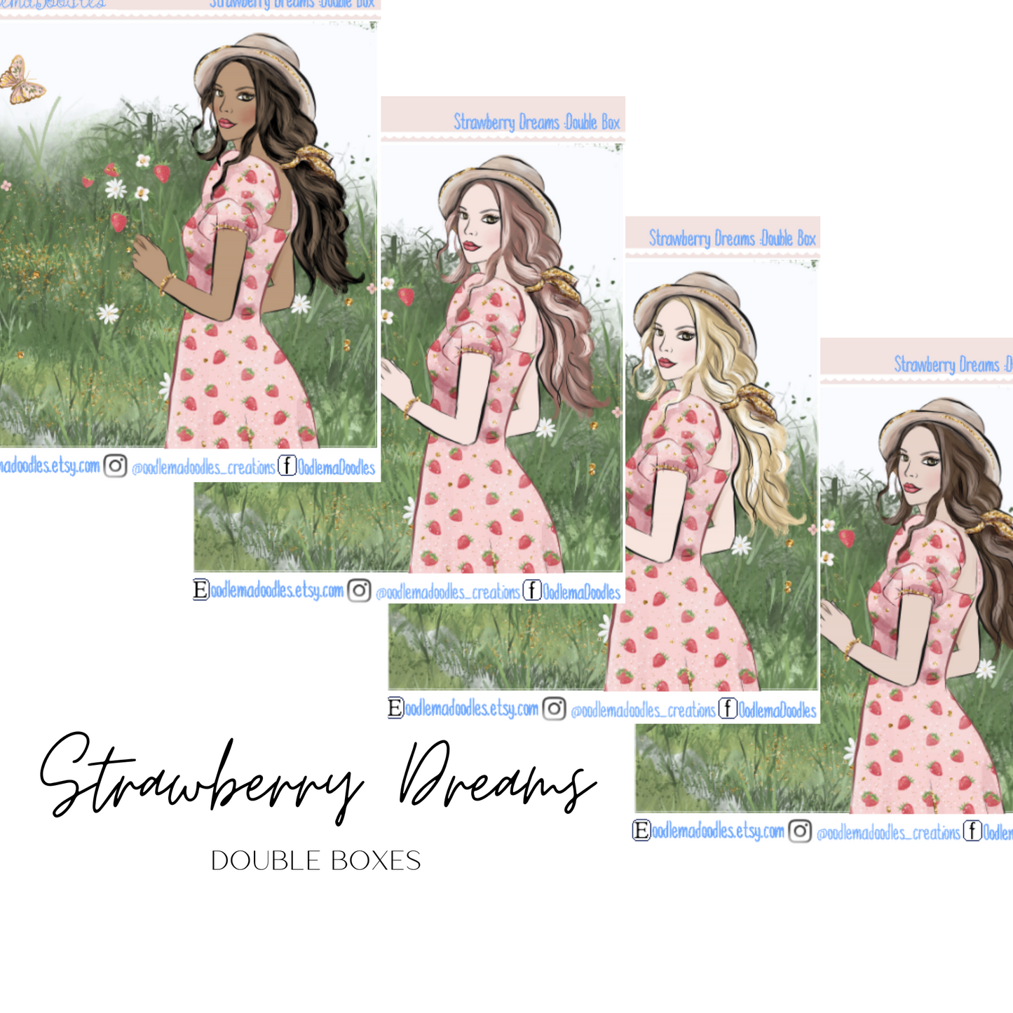 Strawberry Dreams Decorative Double Box Sticker