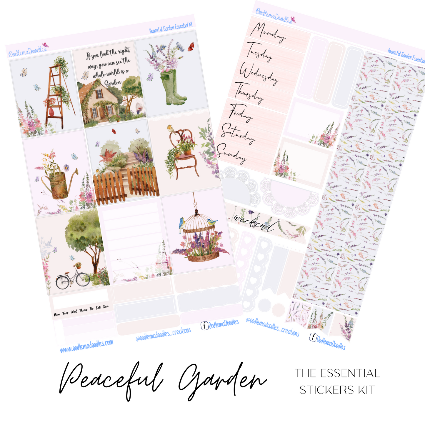 Peaceful Garden Essential Planner Sticker Kit