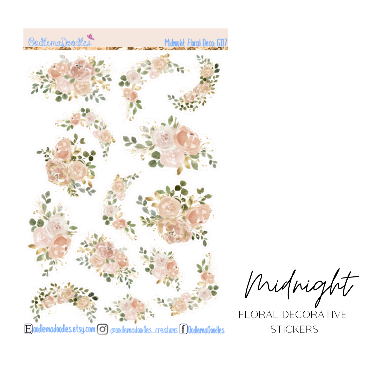 Midnight Floral Decorative Stickers