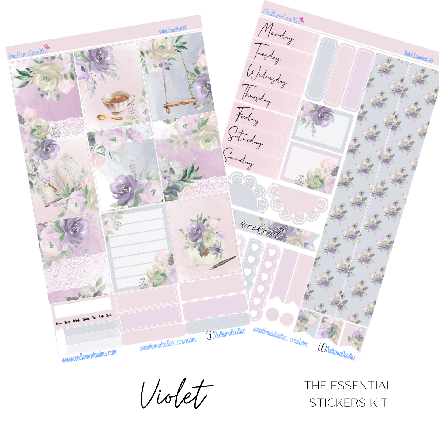 Violet Essential Planner Sticker Kit