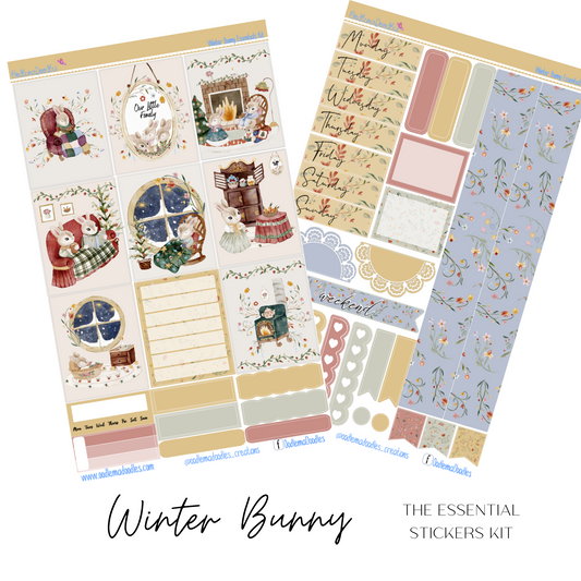 Winter Bunny Essential Planner Sticker Kit