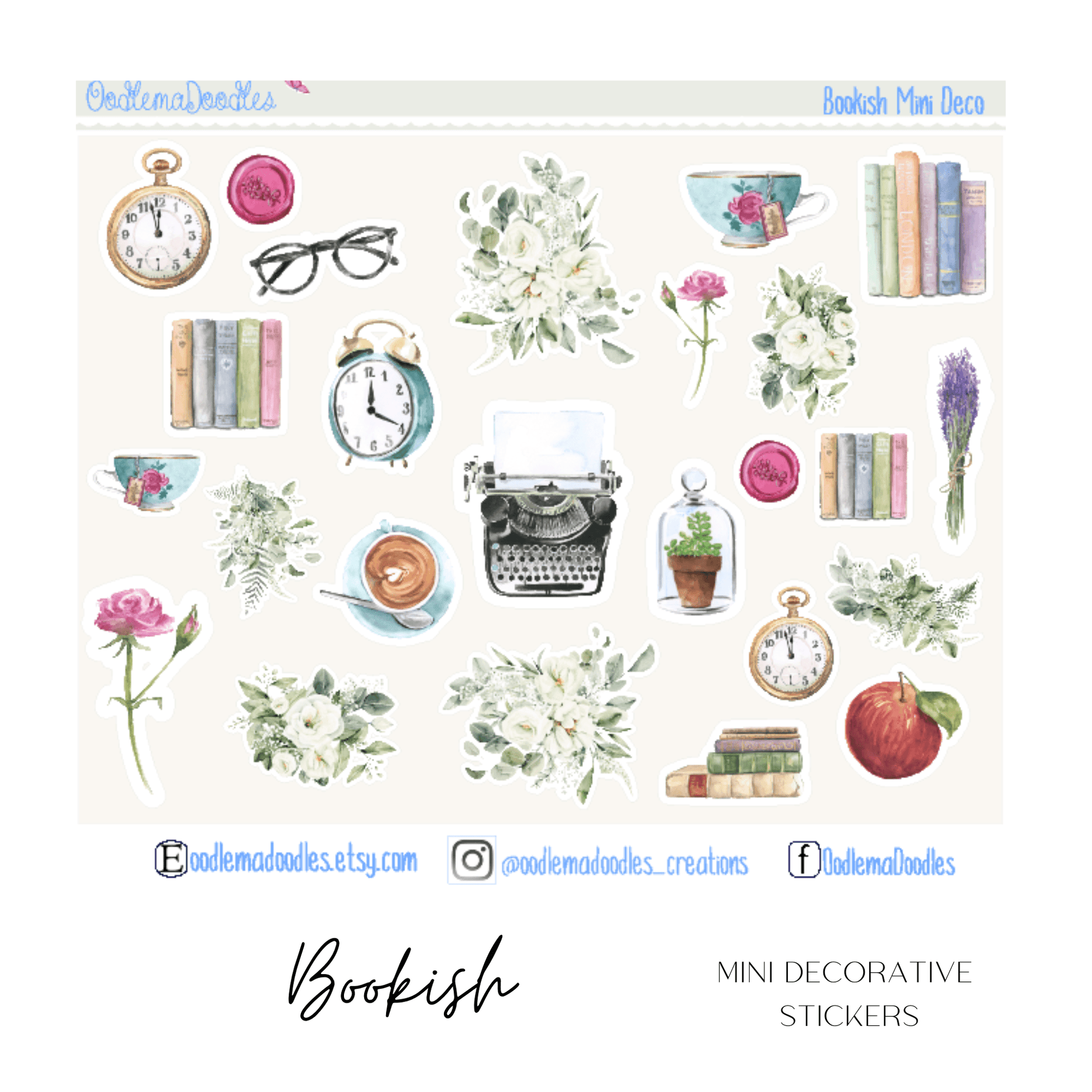 Bookish Mini Decorative Stickers - oodlemadoodles
