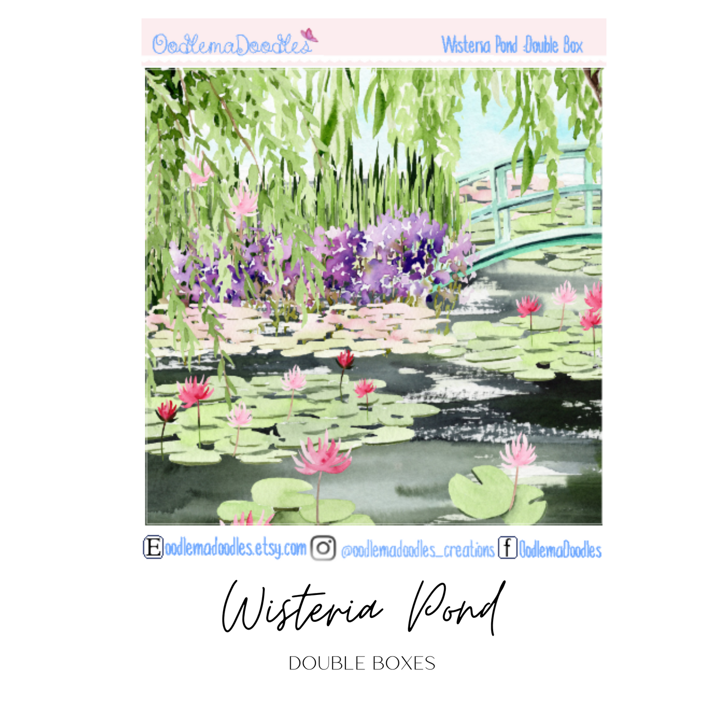 Wisteria Pond Decorative Double Box Sticker