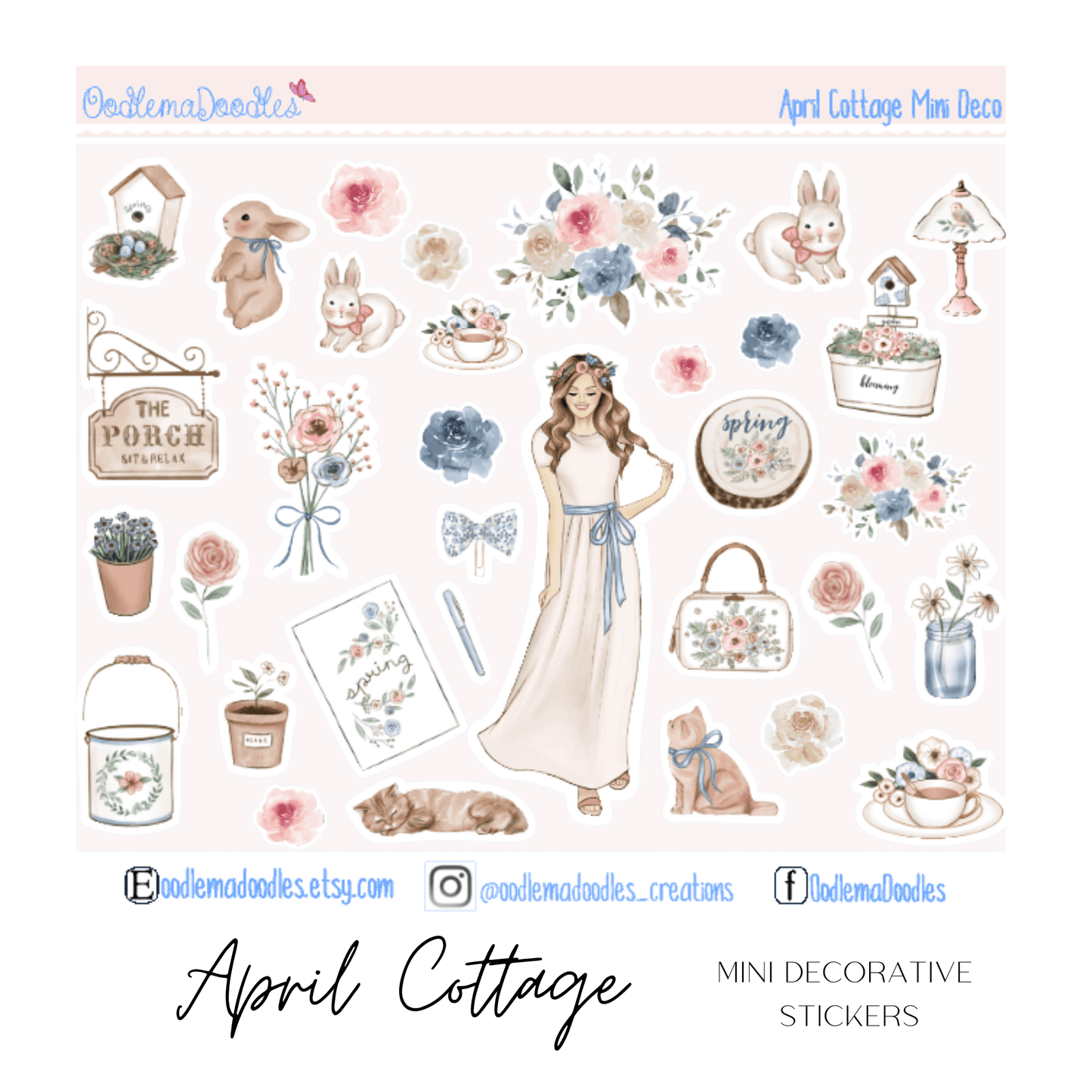 April Cottage Mini Decorative Stickers - oodlemadoodles