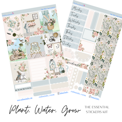 Plant Water Grow Essential Planner Sticker Kit