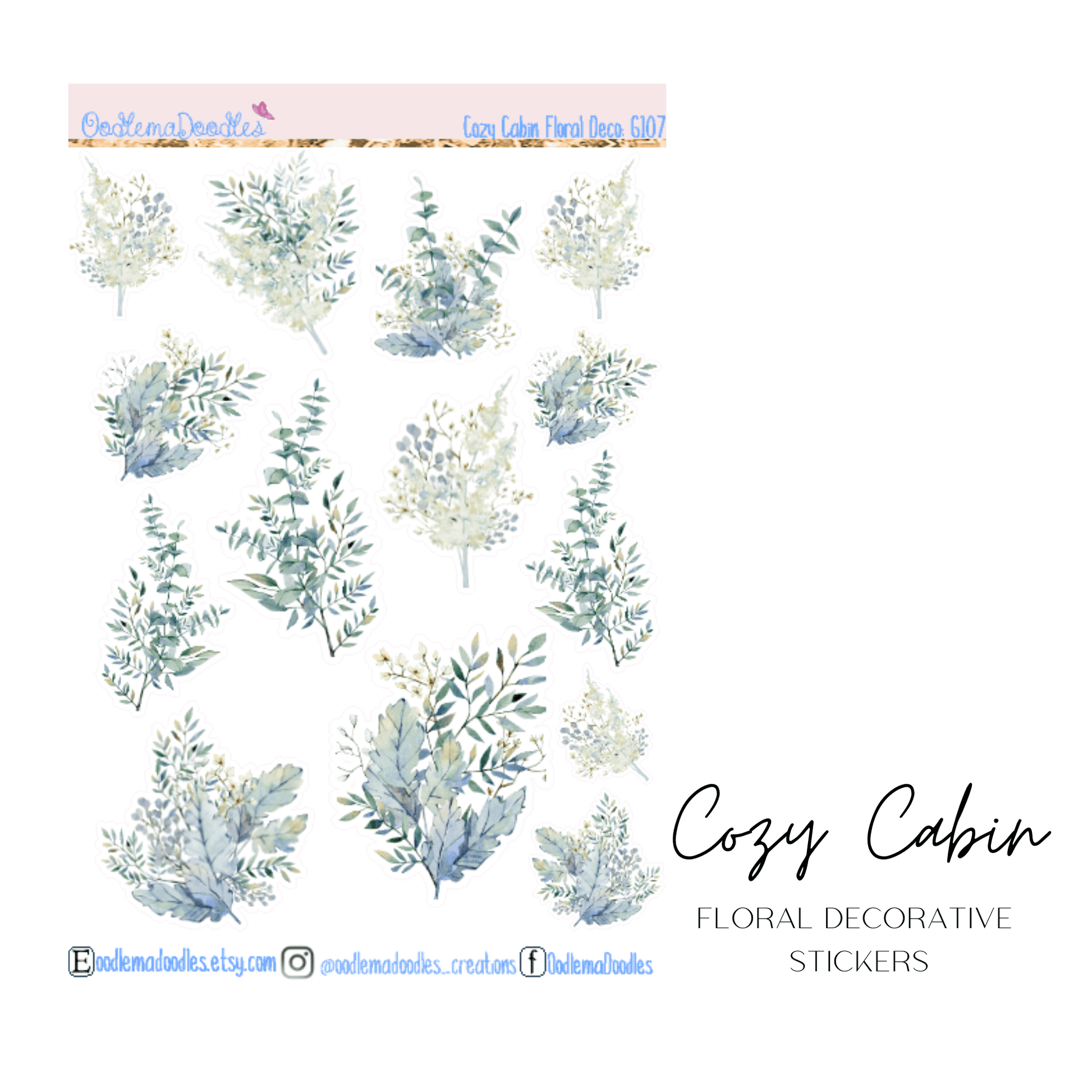 Cozy Cabin Floral Decorative Stickers - oodlemadoodles