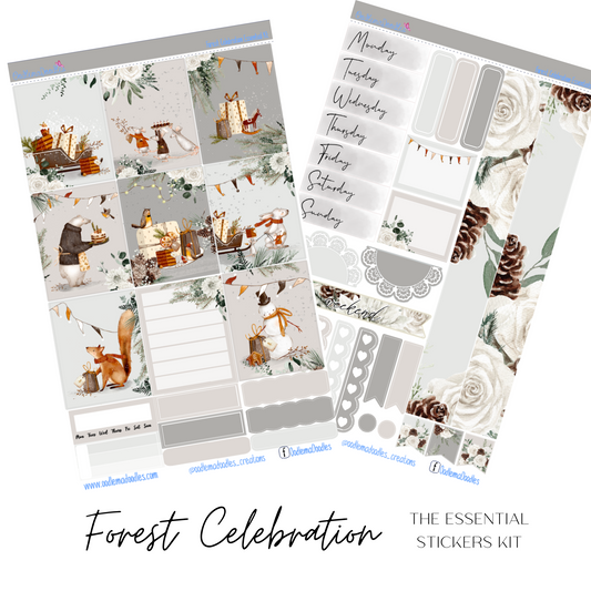 Forest Celebration Essential Planner Sticker Kit