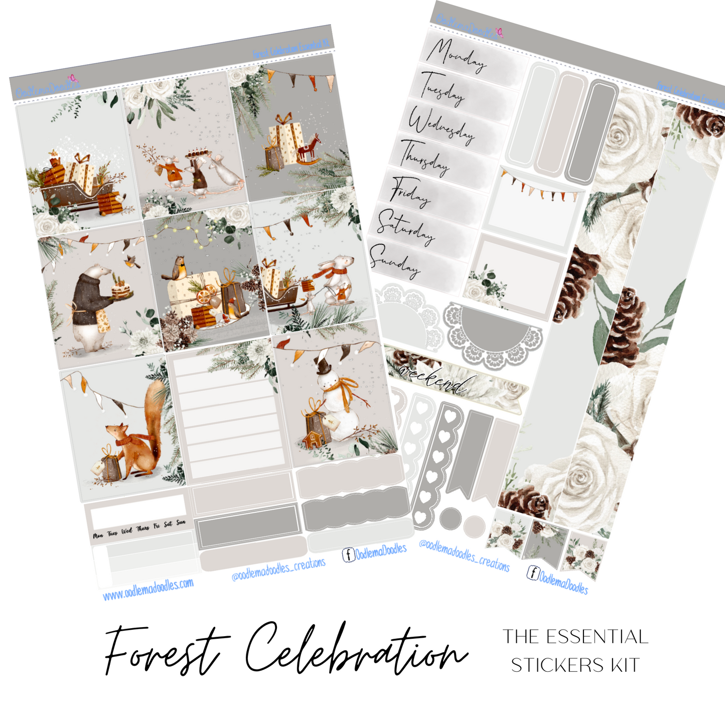 Forest Celebration Essential Planner Sticker Kit