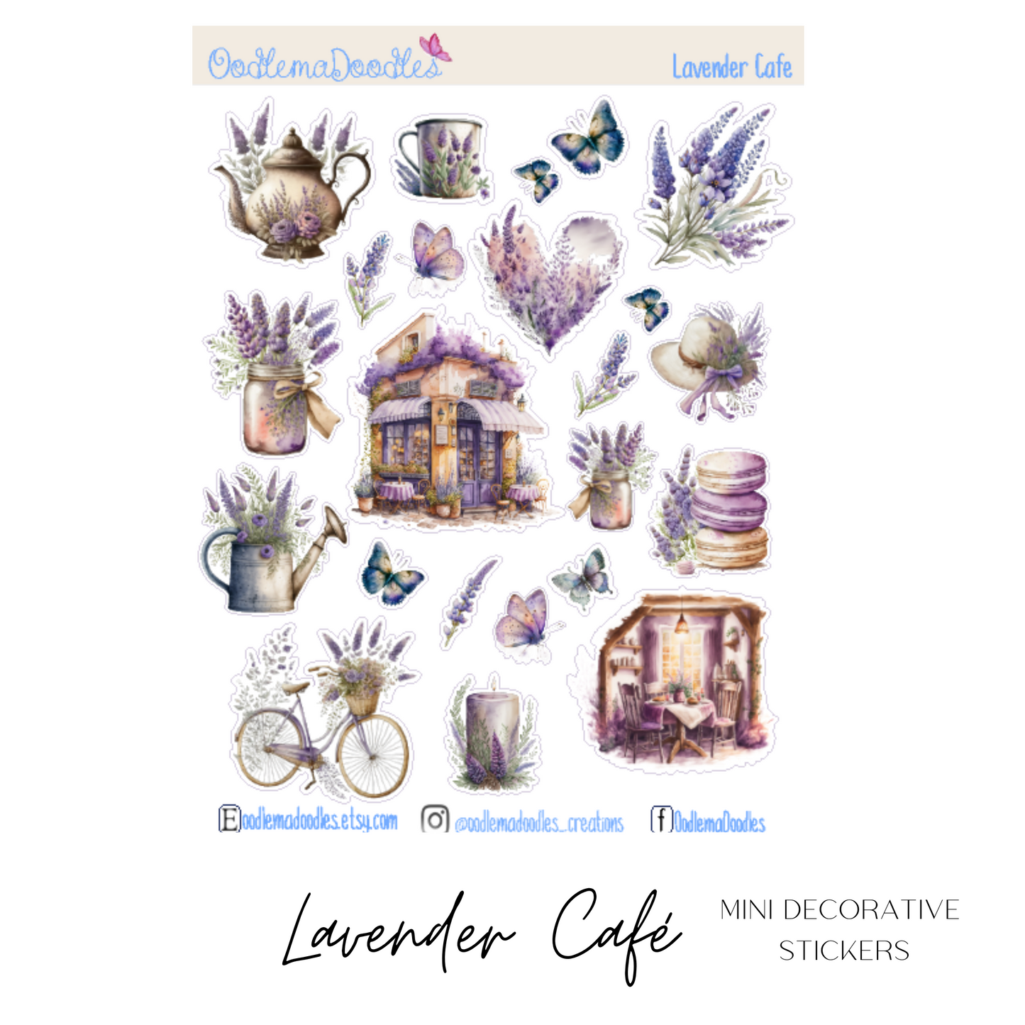 Lavender Cafe Mini Decorative Stickers