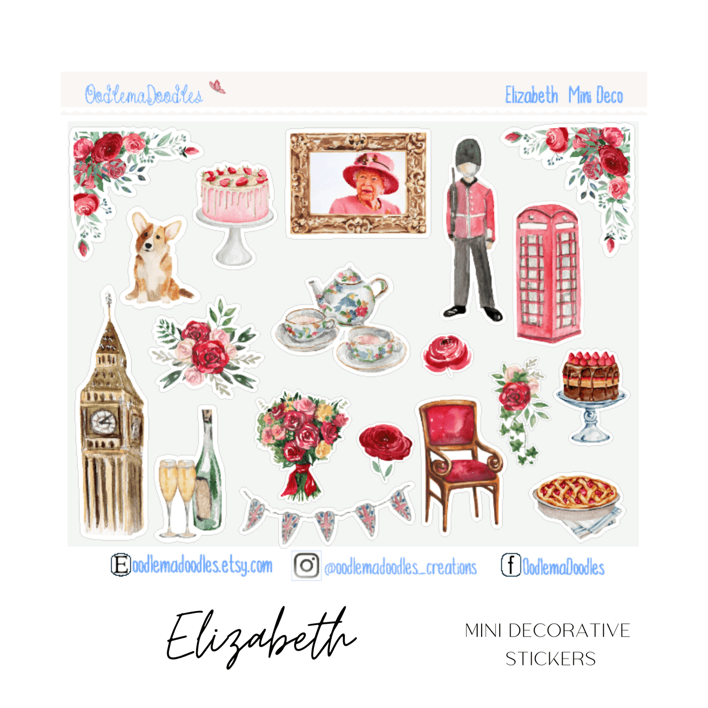 Elizabeth Mini Decorative Stickers - oodlemadoodles