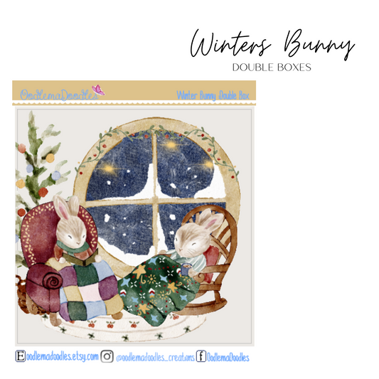 Winter Bunny Decorative Double Box Sticker