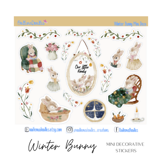 Winter Bunny Mini Decorative Stickers