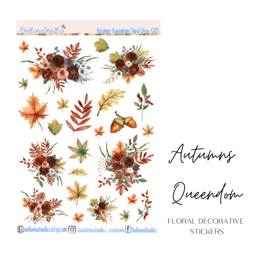 Autumns Queendom Floral Decorative Stickers - oodlemadoodles