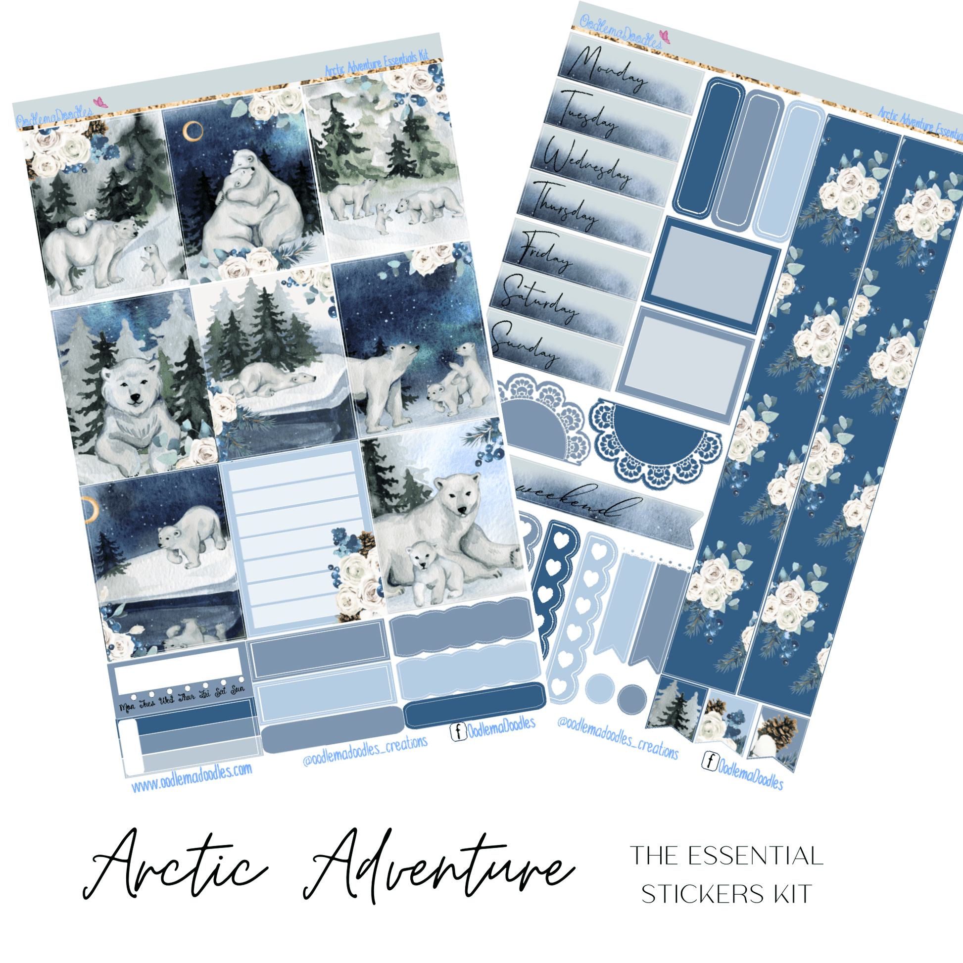 Arctic Adventure Essential Planner Sticker Kit - oodlemadoodles
