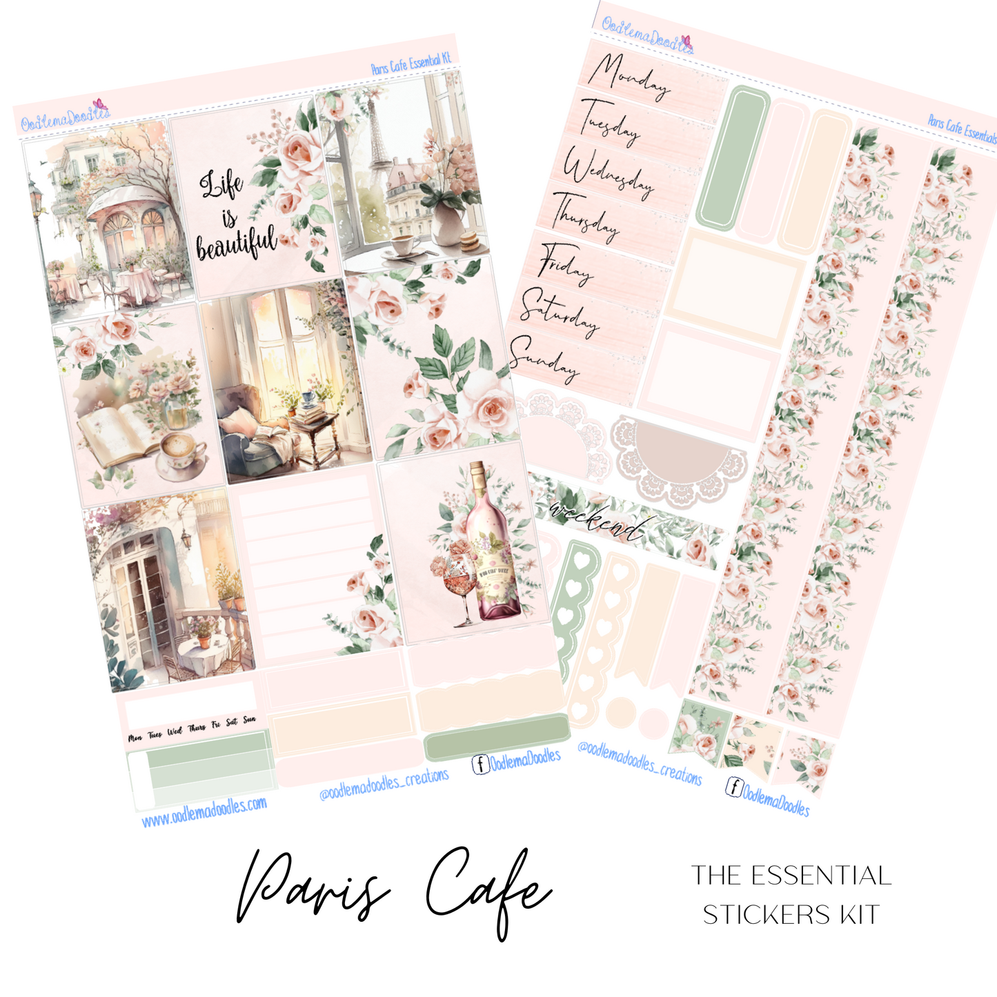 Paris Cafe Essential Planner Sticker Kit