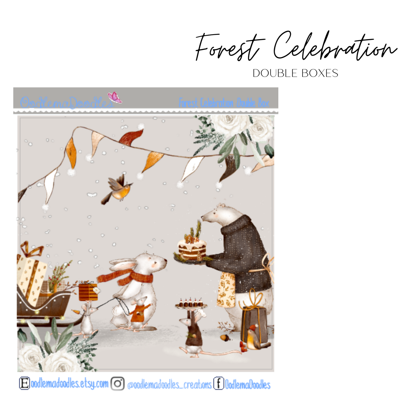 Forest Celebration Decorative Double Box Sticker