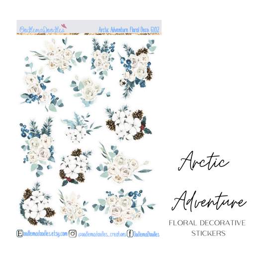 Arctic Adventure Floral Decorative Stickers - oodlemadoodles