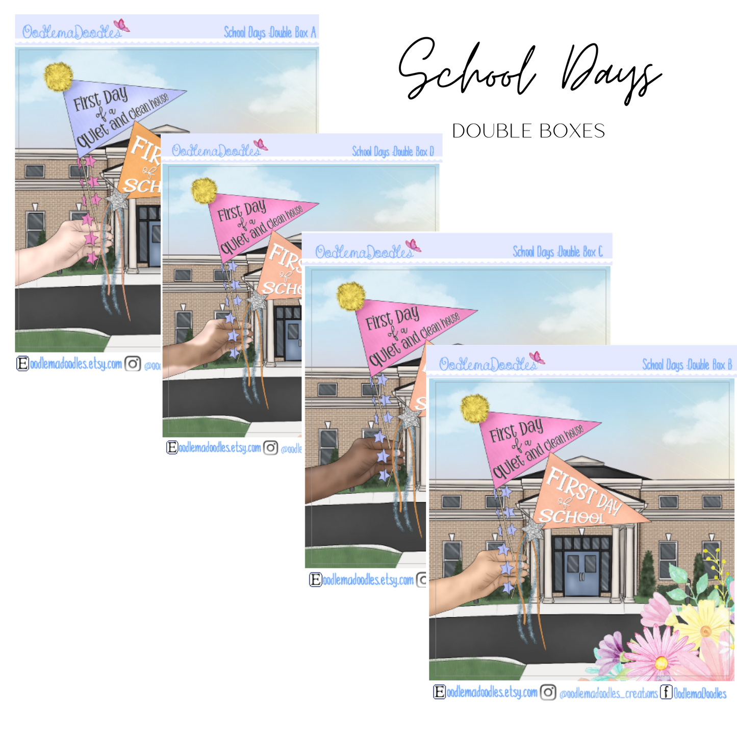 School Days Decorative Double Box Sticker