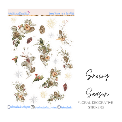 Snowy Season Floral Decorative Stickers