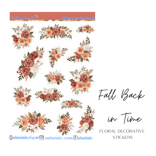 Fall Back in Time Floral Decorative Stickers