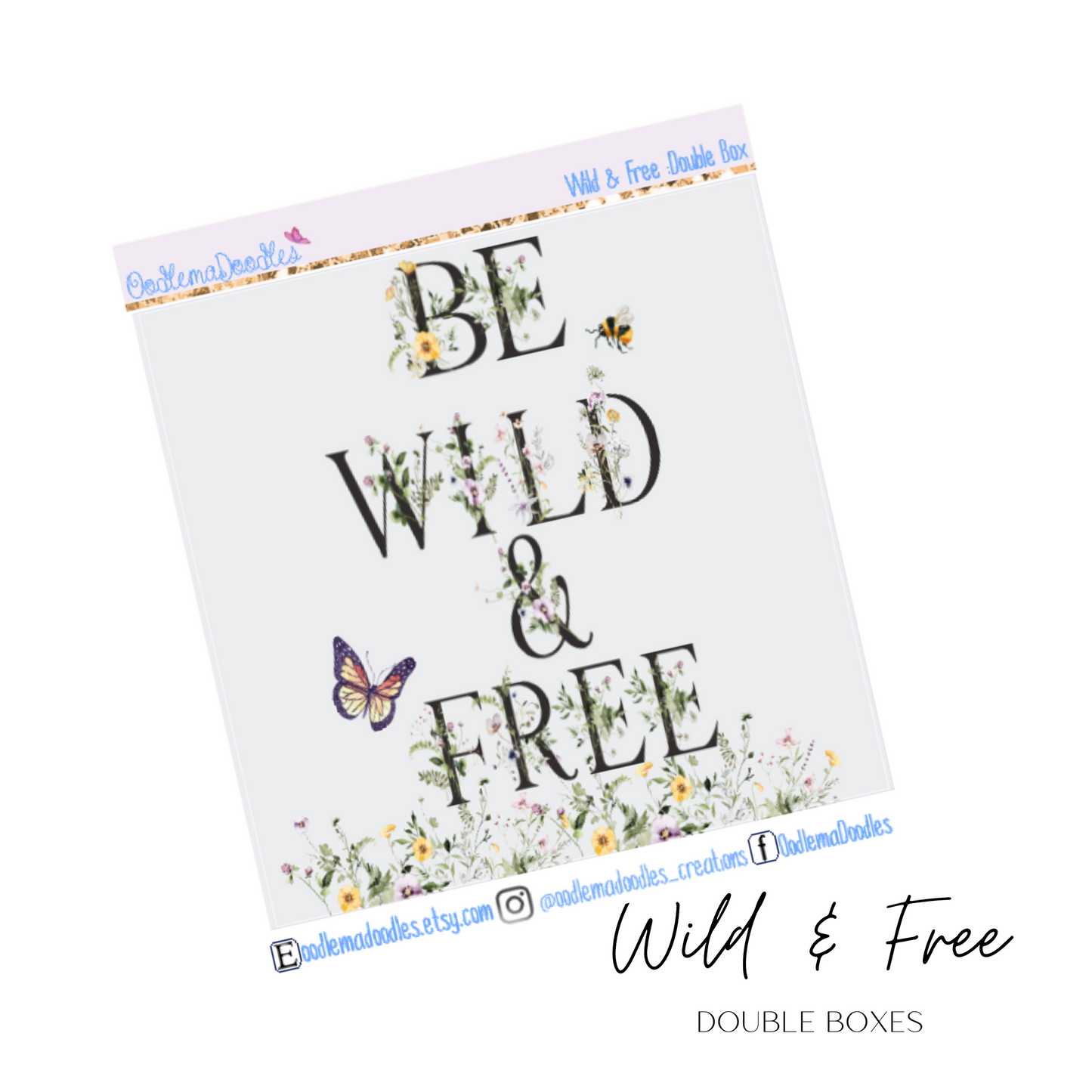 Wild & Free Decorative Double Box Sticker