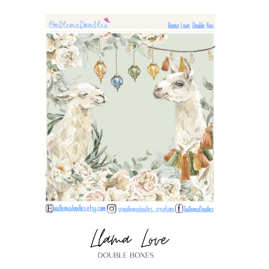 Llama Love Decorative Double Box Sticker