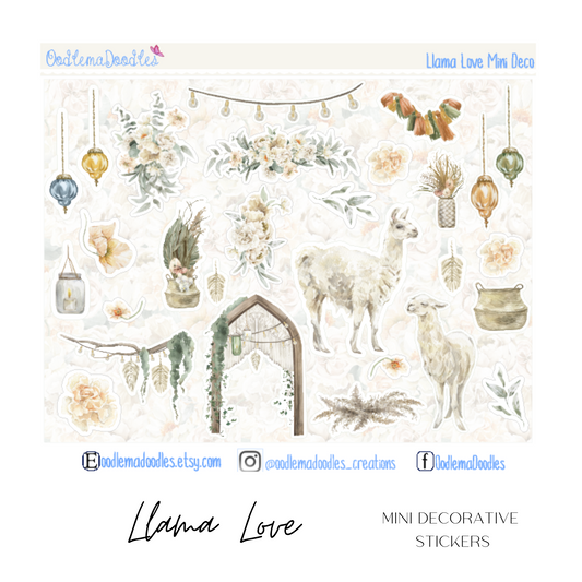 Llama Love Mini Decorative Stickers