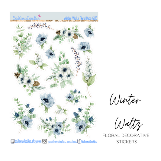 Winter Waltz Floral Decorative Stickers