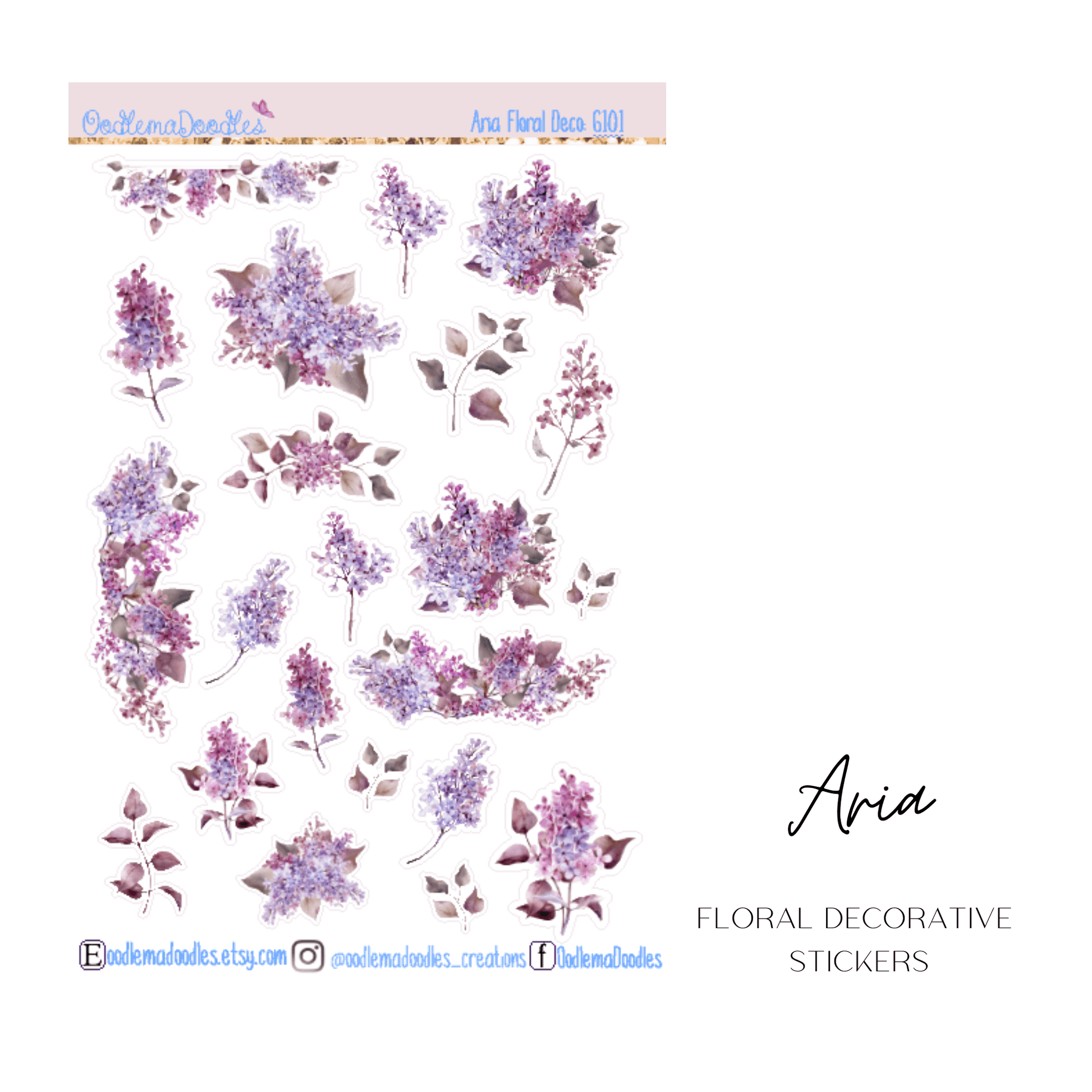 Aria Floral Decorative Stickers - oodlemadoodles